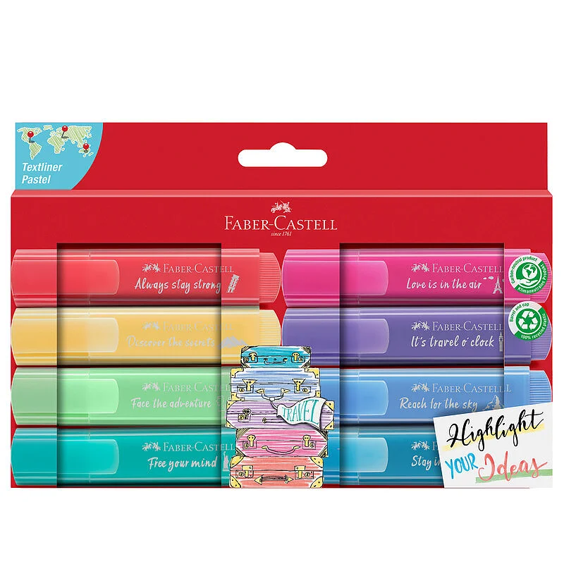 SET 8 EVIDENZIATORI TEXTLINER 46 - COLORI ASSORTITI PASTEL FABER