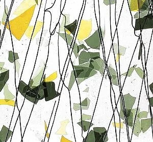 BULLSEYE 4112-00F - GREEN AND YELLOW ON CLEAR S.RLD 3MM FRACTURE STREAMER