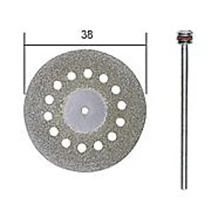 DIAMANTIERTE TRENNSCHEIBE MIT KÜHLLÖCHERN, Ø 38 MM + 1 TRÄGER