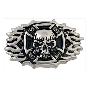 SKULL CROSS FLAME CONCHO SCREWBACK 51 X 38 MM
