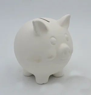 CERAMIC WHITE BISQUE - PIGGY BANK 150 X 150 MM