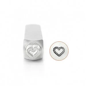 METAL STAMP - HEART WITH ROPE 6MM