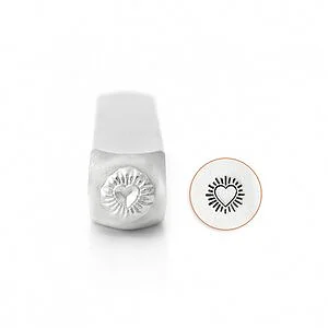 METAL STAMP - HEART ON FIRE 6MM