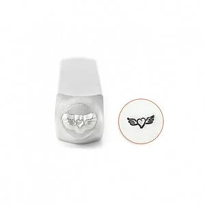 METAL STAMP - HEART ON WINGS 6MM