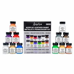 ANGELUS PAINT SET - 12 METALLIC & PEARL COLORS