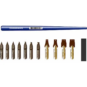 STANDARDGRAPH-SET FÜR KURSIVE UND FETTSCHRIFT - 12 FEDERN + FEDERHALTER