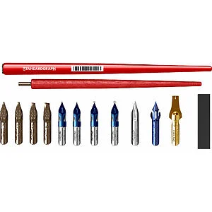 STANDARDGRAPH SET FOR ARTISTIC WRITING - 12 NIBS + NIB HOLDER