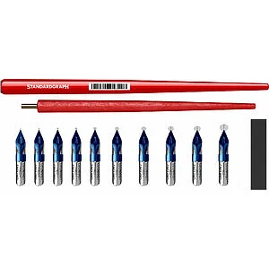STANDARDGRAPH-SET FÜR ORNAMENTALES SCHREIBEN - 12 FEDERN + FEDERHALTER