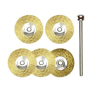 RADBÜRSTEN, MESSING, Ø 22 MM, 5 STÜCK + 1 TRÄGER